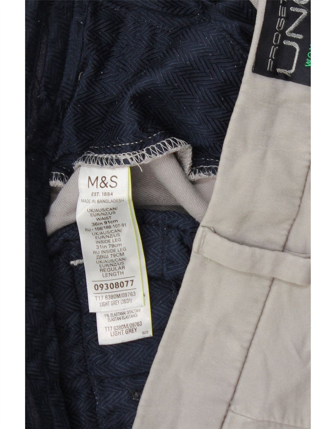 Marks & Spencer Ανδρικό παντελόνι Chino με κανονική εφαρμογή W36 L31 Γκρι βαμβακερό