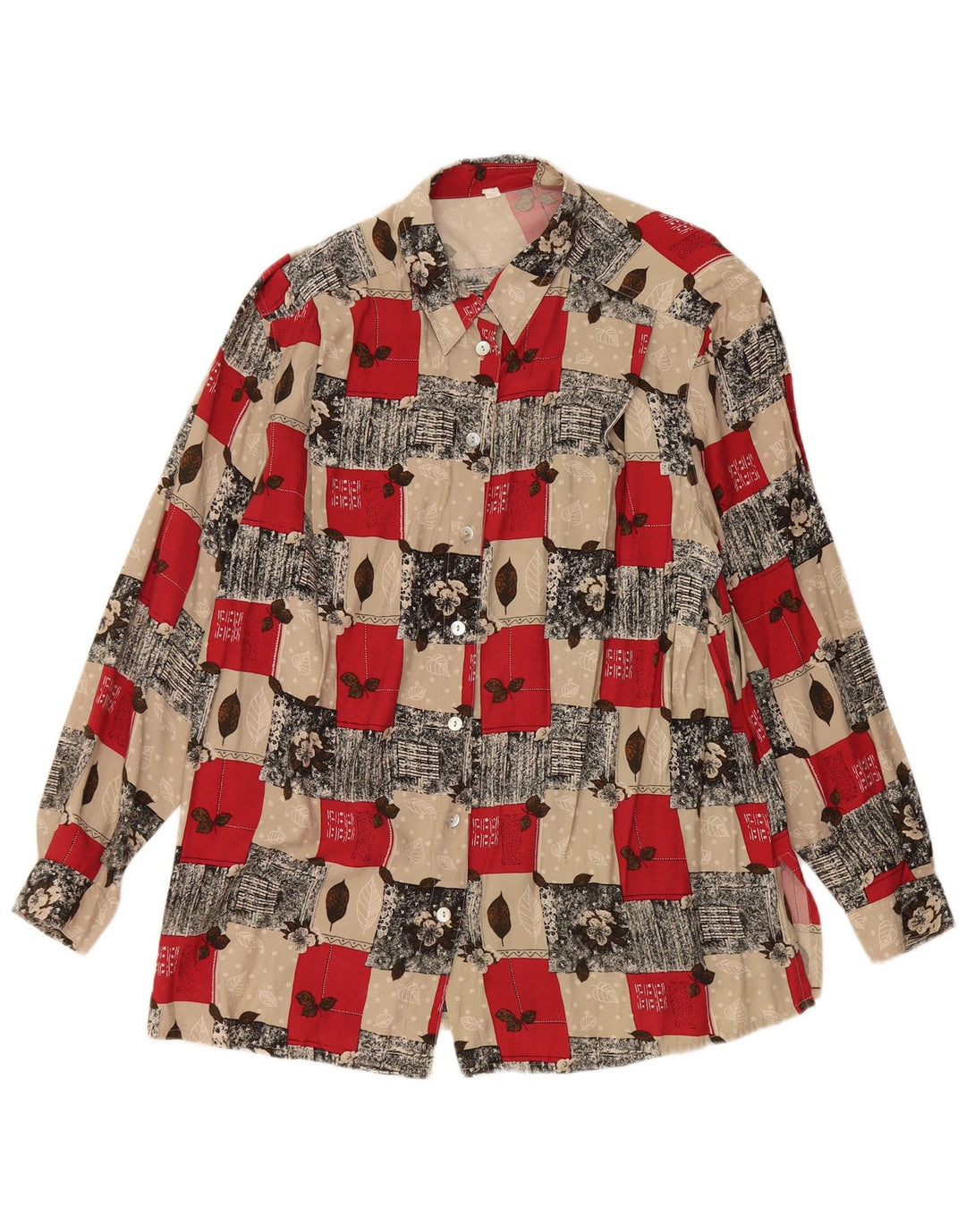 VINTAGE γυναικείο πουκάμισο μπλούζα UK 20 2XL Πολύχρωμη φλοράλ βισκόζη