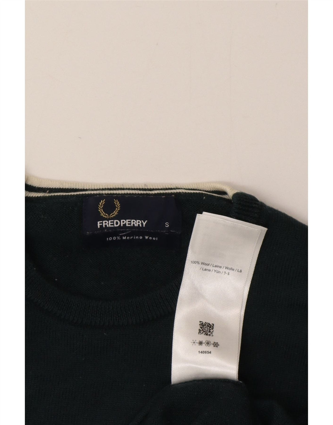 Fred Perry Ανδρικό πουλόβερ με λαιμόκοψη, πράσινο μαλλί
