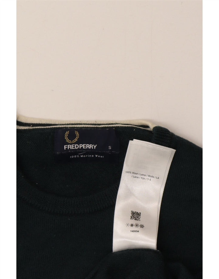 Fred Perry Ανδρικό πουλόβερ με λαιμόκοψη, πράσινο μαλλί