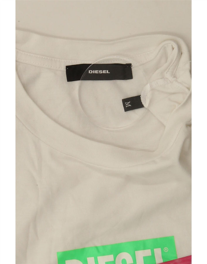 DIESEL Womens Graphic T-Shirt Top UK 12 Medium White Vintage Diesel and Second-Hand Diesel from Messina Hembry 