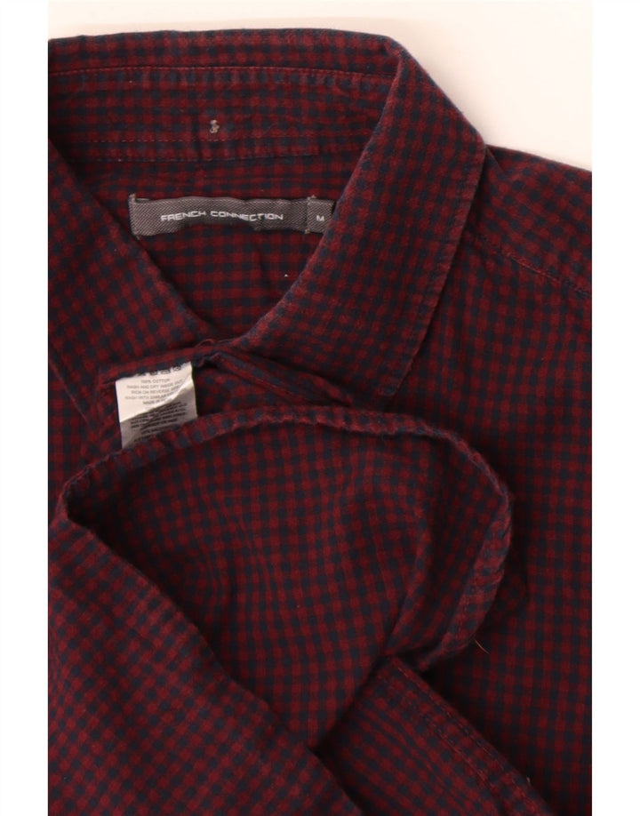 Ανδρικό πουκάμισο French Connection Μεσαίο Βουργουνδί Gingham Cotton
