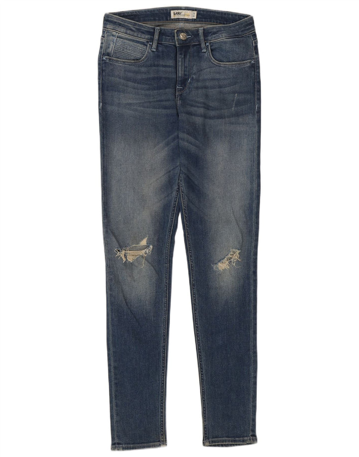 Lee Womens Distressed Skinny Jeans W28 L30 Blue Cotton