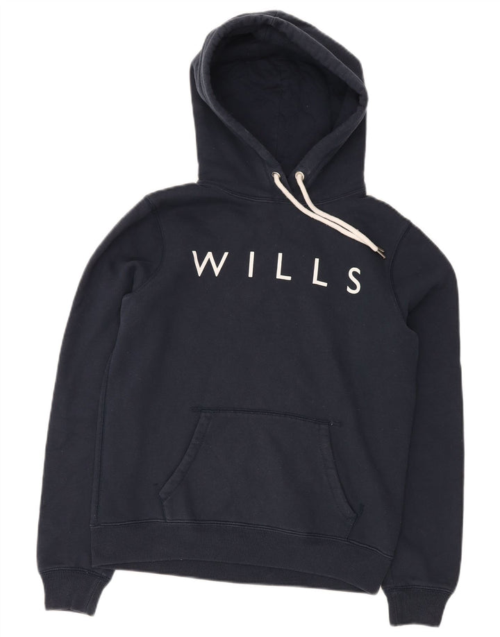 JACK WILLS Γυναικείο γραφικό υπερμεγέθη κουκούλα UK 10 Small Navy Blue