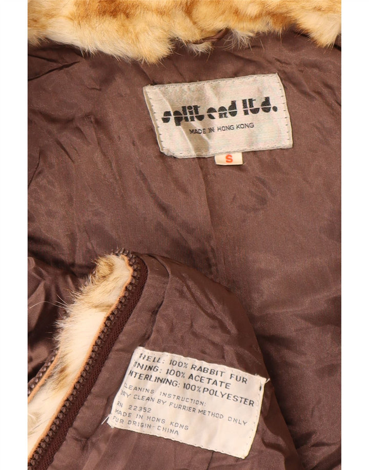 Split End Ltd Γυναικείο υπερμεγέθη γούνινο μπουφάν UK 10 Μικρή καφέ γούνα κουνελιού