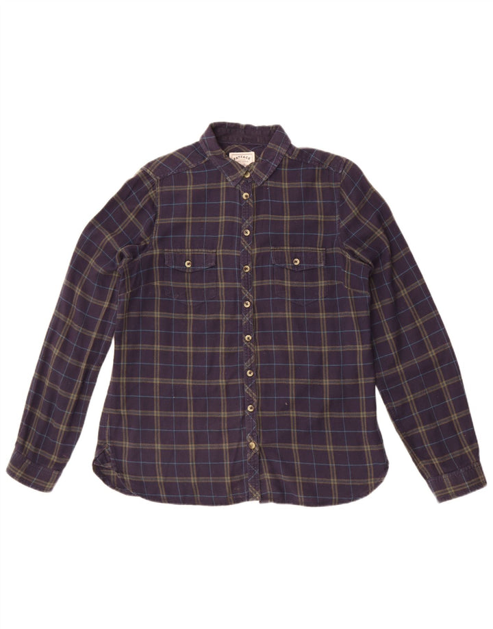 Fat Face Γυναικείο Φανελένιο Πουκάμισο UK 12 Medium Navy Blue Check Cotton