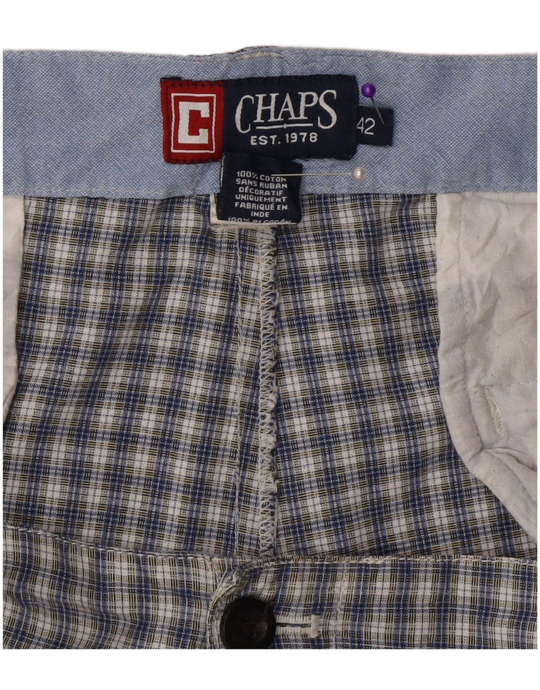 Chaps Ανδρικό σορτς Chino W42 2XL Blue Check Cotton