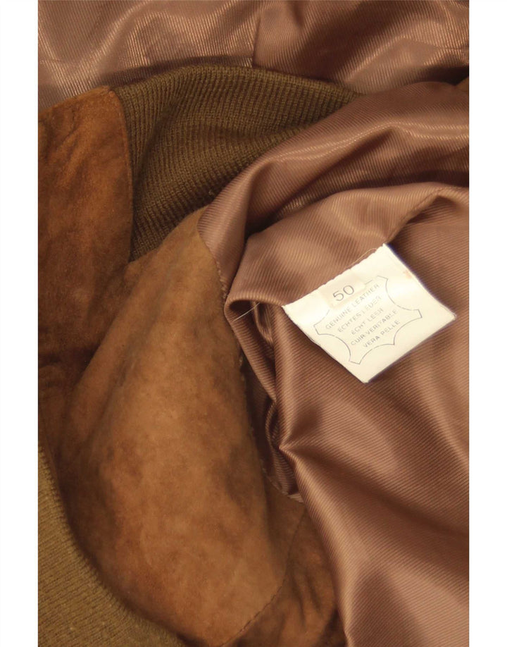 Vintage Ανδρικό Bomber Suede Jacket IT 50 Large Brown Δερμάτινο