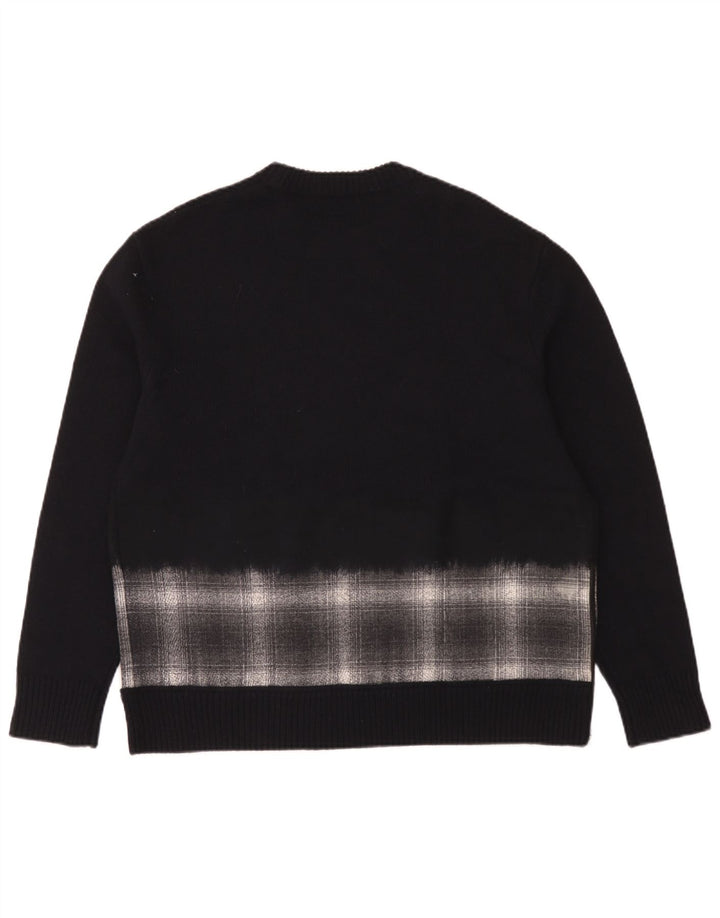 Ανδρικό πουλόβερ All Saints Oversized Crew Neck Jumper Medium Navy Blue Check