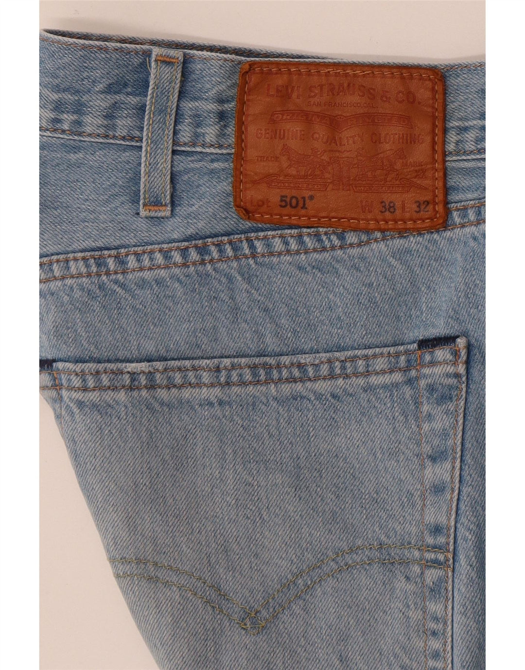 Levi's Mens 501 Straight Jeans W38 L32 Μπλε Βαμβακερό