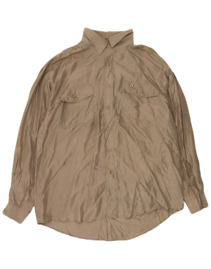 Ανδρικό πουκάμισο VINTAGE XL Καφέ Μεταξωτό