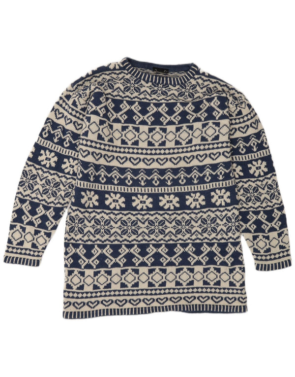 Ανδρικό πουλόβερ Impuls Crew Neck Jumper Small Blue Fair Isle Ramie