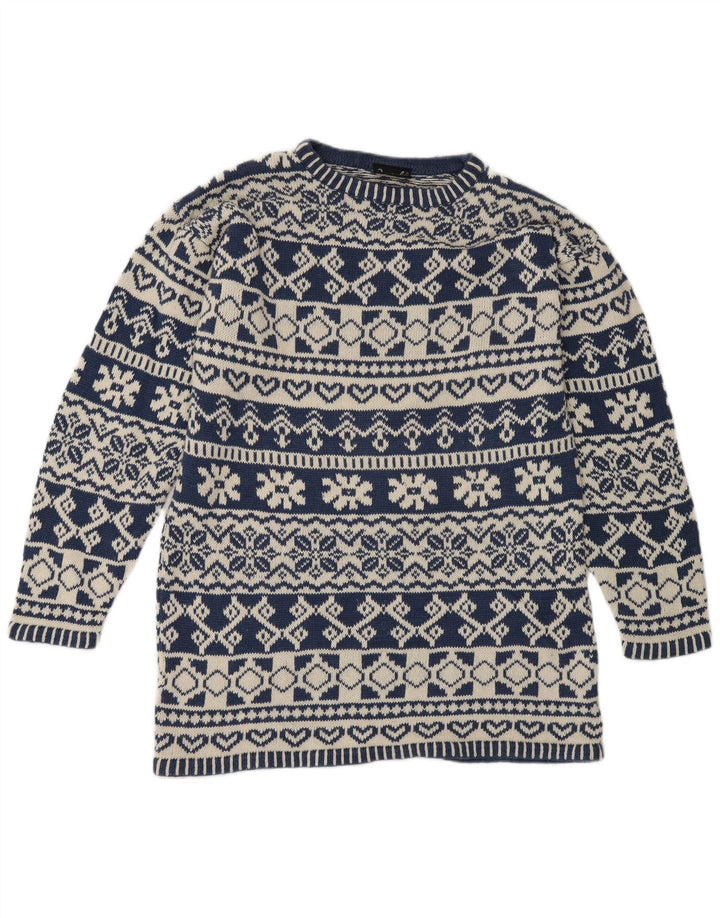 Ανδρικό πουλόβερ Impuls Crew Neck Jumper Small Blue Fair Isle Ramie