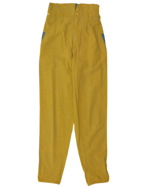 Vintage γυναικείο κωνικό casual παντελόνι EU 34 2XS W23 L32 κίτρινο