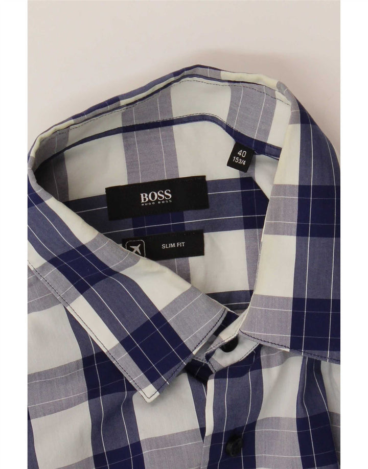 Ανδρικό πουκάμισο Hugo Boss Slim Fit Size 40 15 3/4 Medium Blue Check