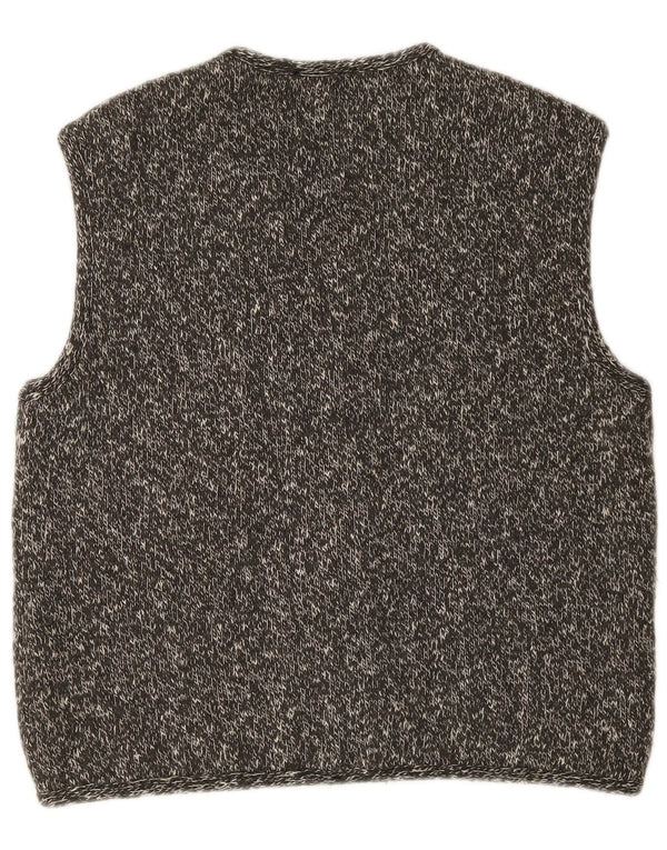 Vintage γυναικείο πλεκτό Gilet UK 16 Large Grey Flecked Wool