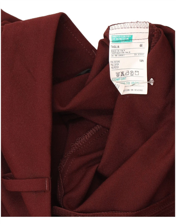 Benetton Γυναικεία Midi Φούστα IT 44 Medium W28 Βουργουνδίας Πολυεστέρας