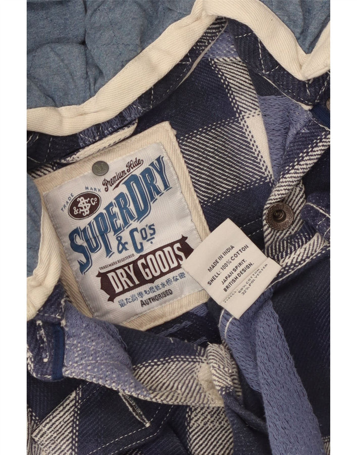 Superdry Ανδρικό πουκάμισο με κουκούλα Ξυλοκόπος Φανελένιο μεσαίο μπλε καρό Αζτέκο