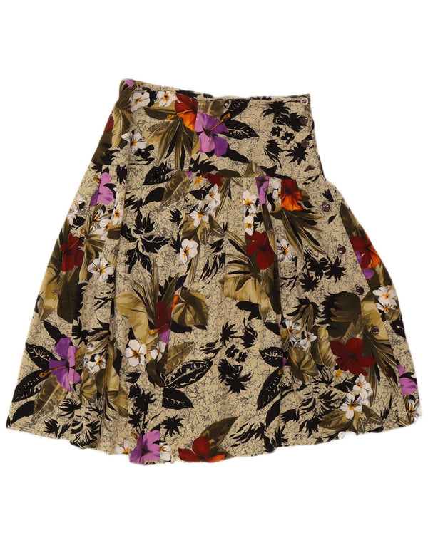 Vintage Γυναικεία Φούστα σε γραμμή Α W26 Μικρή Μπεζ Floral