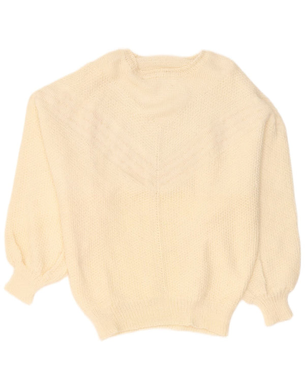 Vintage γυναικείο πουλόβερ με λαιμόκοψη UK 16 Large Off White