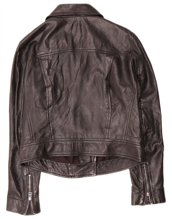 Stradivarius Γυναικείο Δερμάτινο Μπουφάν UK 14 Large Μαύρο Δερμάτινο