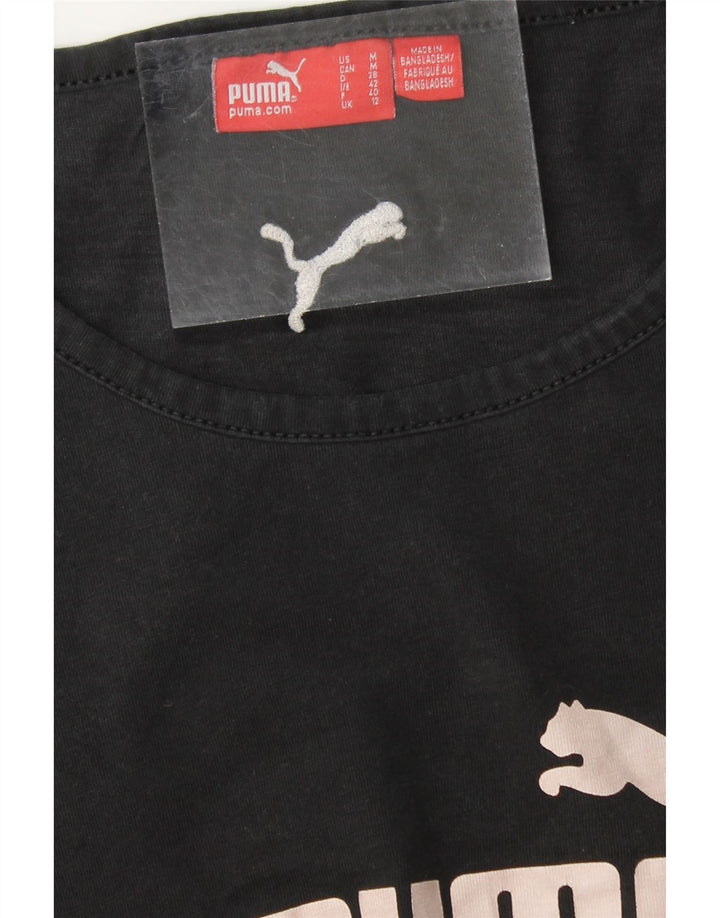 PUMA Womens Graphic Sweatshirt Jumper UK 12 Medium  Black Vintage Puma and Second-Hand Puma from Messina Hembry 