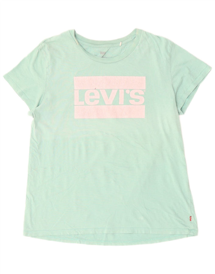 Γυναικείο γραφικό μπλουζάκι LEVI'S Top UK 16 μεγάλο τιρκουάζ βαμβάκι