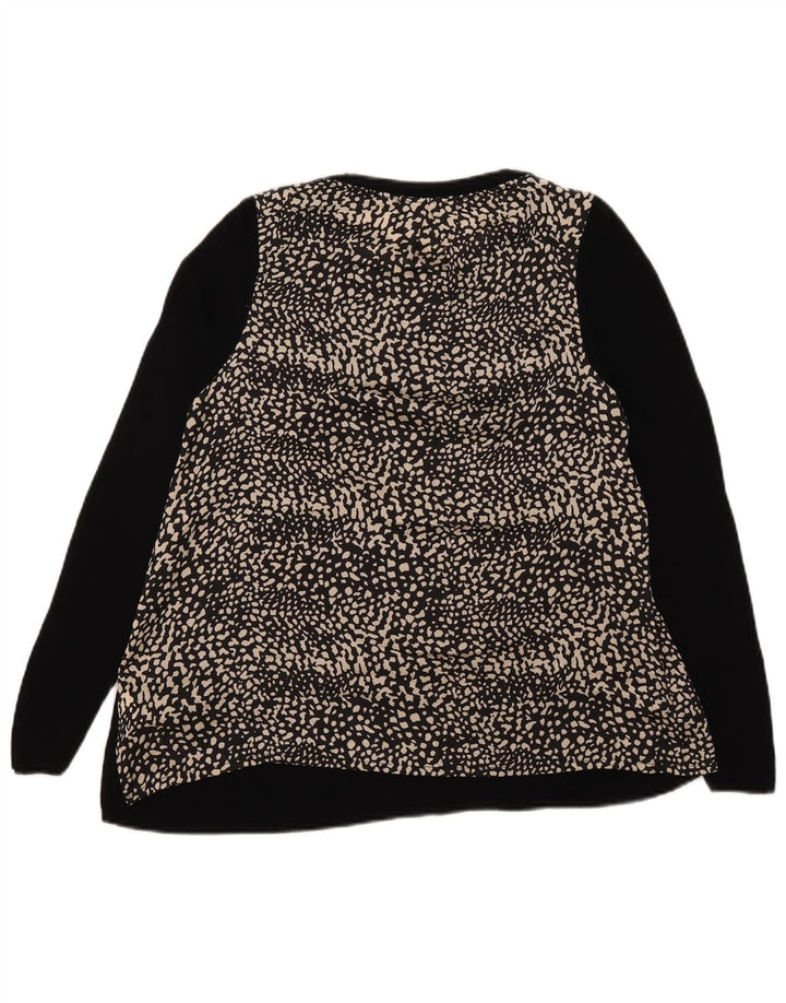 Marks & Spencer Γυναικείο τοπ μακρυμάνικο UK 12 Medium Black Animal print