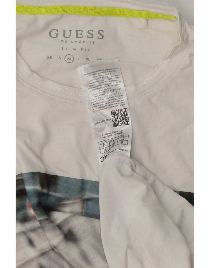 Ανδρικό γραφικό μπλουζάκι Guess Slim Fit Top Μεσαίο λευκό βαμβακερό
