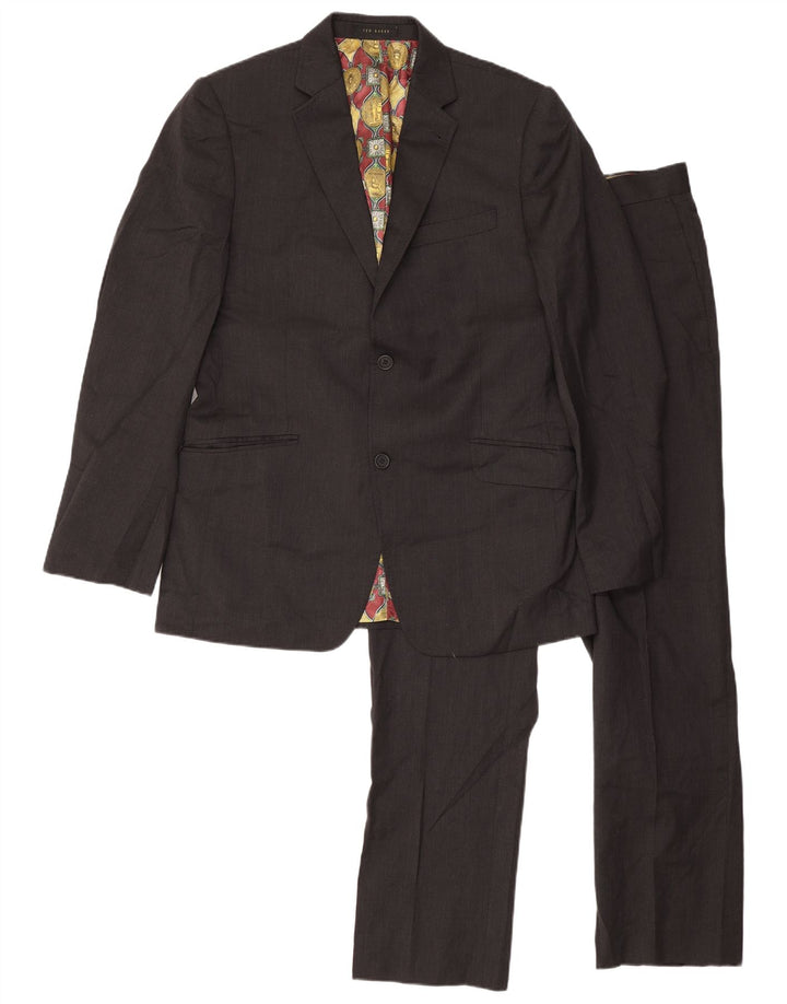 Ted Baker Ανδρική φόρμα 2 κουμπιών UK 40 μεγάλη W34 L31 Γκρι μαλλί