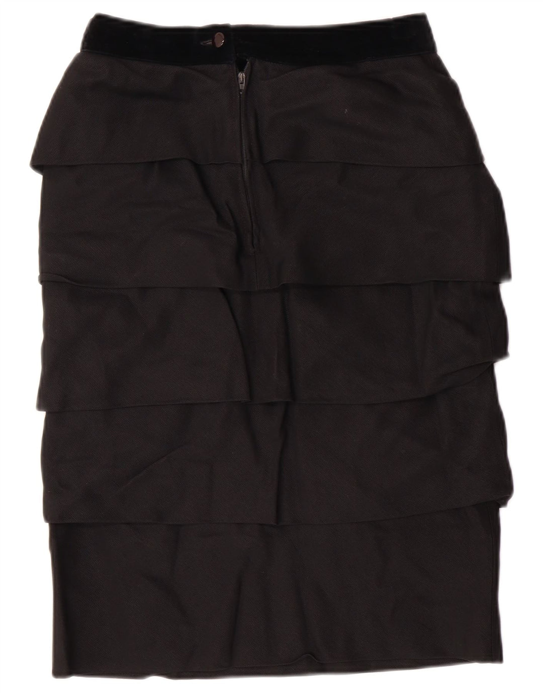 VINTAGE Γυναικεία Ψηλόμεση Φούστα IT 42 Medium W26 Μαύρη βισκόζη