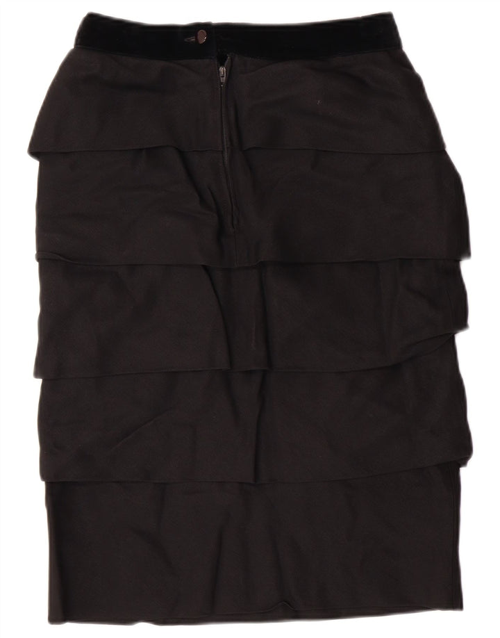 VINTAGE Γυναικεία Ψηλόμεση Φούστα IT 42 Medium W26 Μαύρη βισκόζη