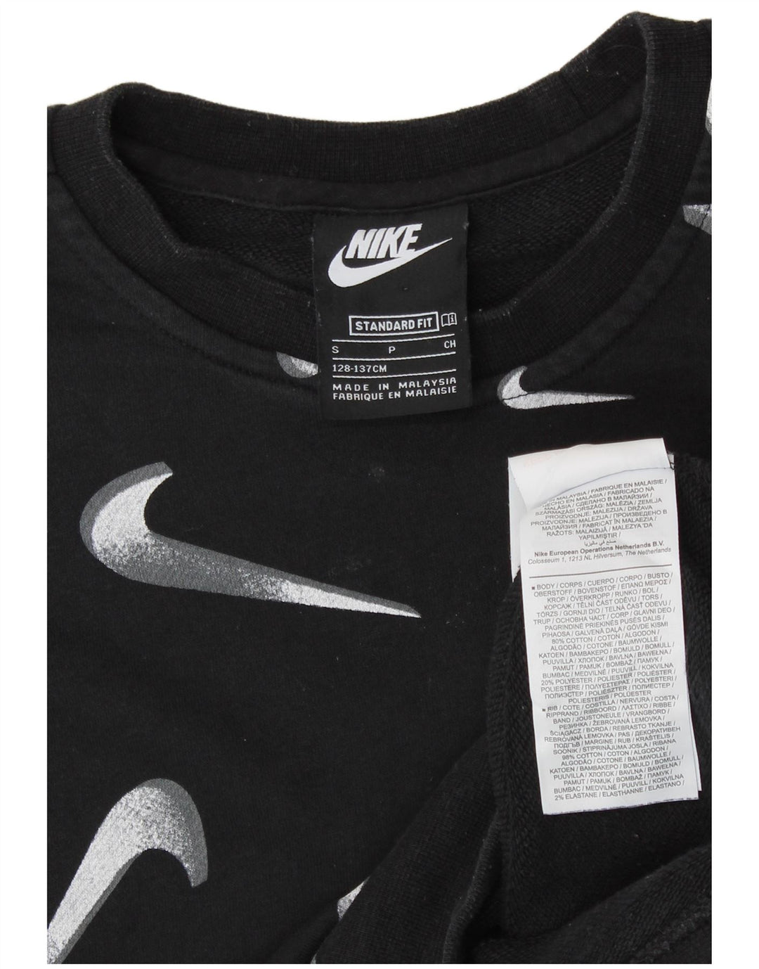 Φούτερ NIKE Girls Graphic Standard Fit Jumper 8-9 ετών Small Black