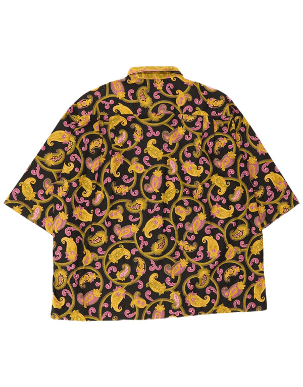 Vintage ανδρικό κοντομάνικο πουκάμισο XL μαύρο Paisley βαμβακερό