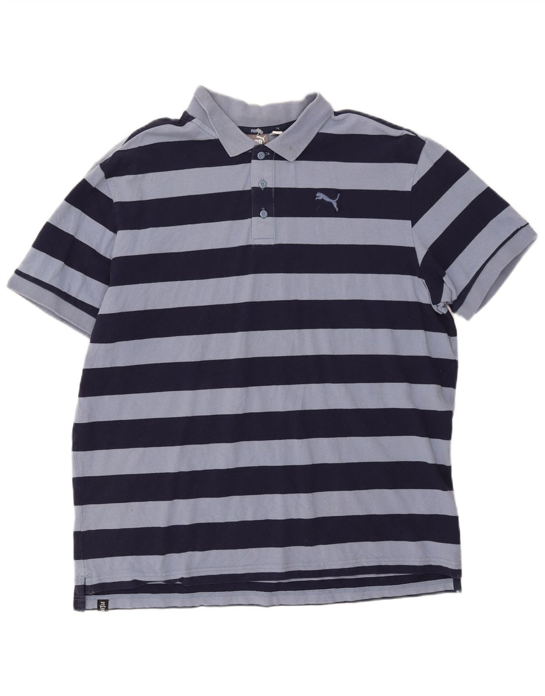 PUMA Mens Polo Shirt XL Blue Striped Cotton