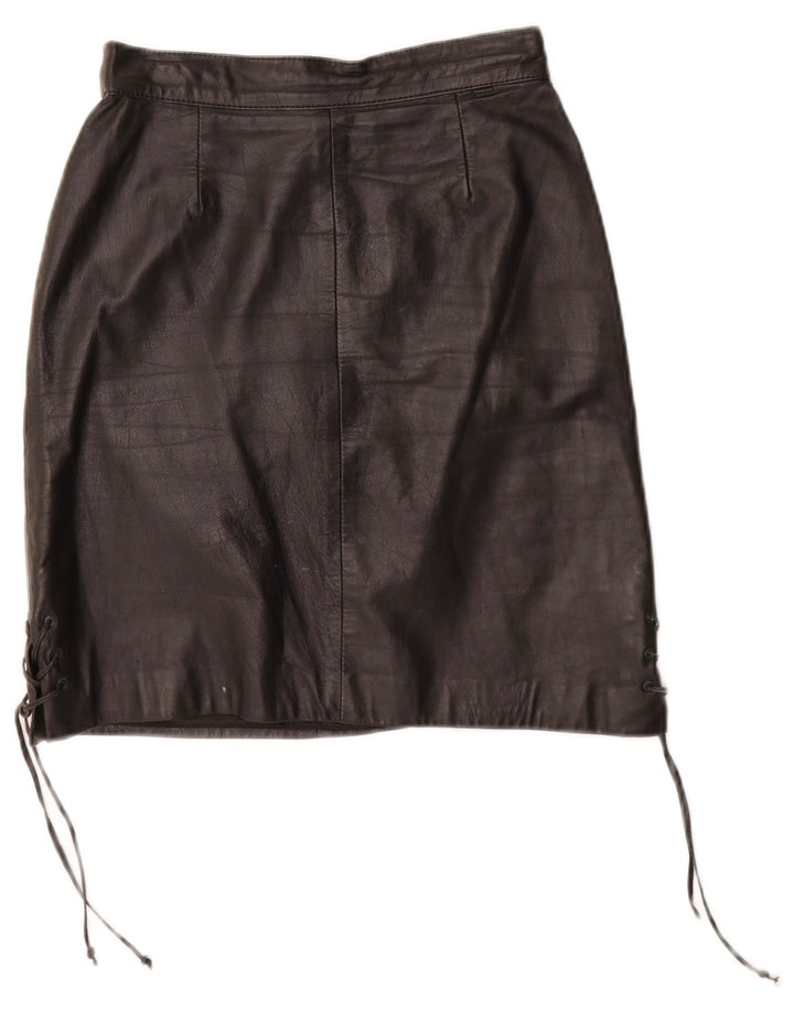 Γυναικεία Δερμάτινη Φούστα VINTAGE EU 34 XS W24 Μαύρη Δερμάτινη