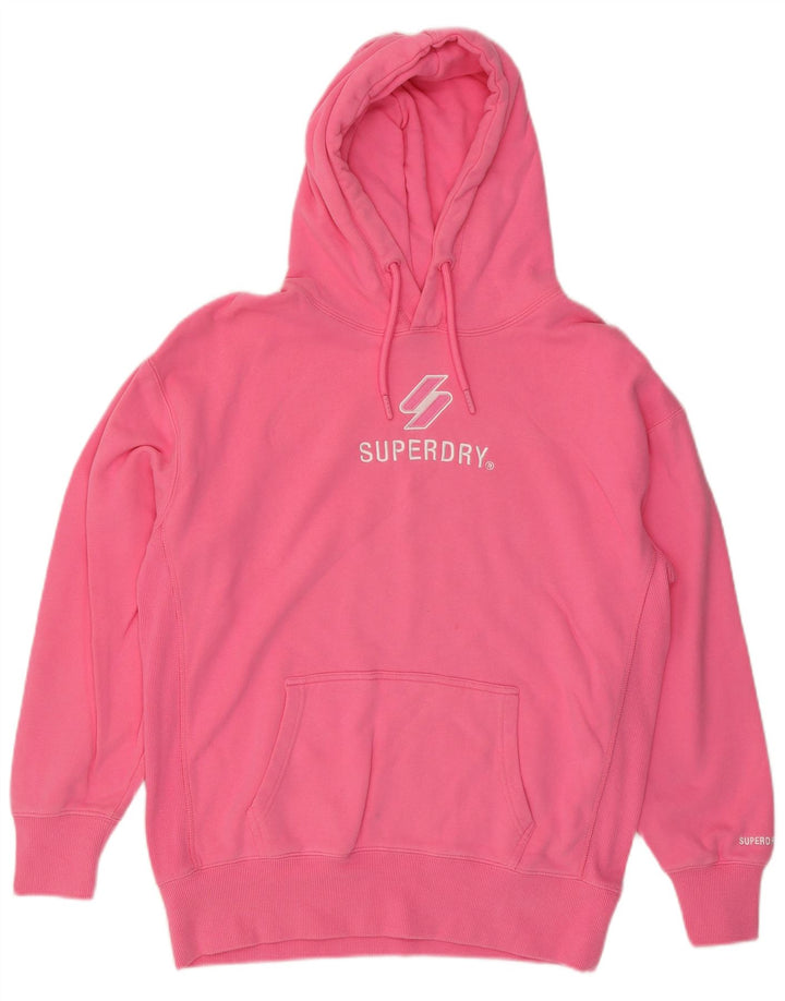 SUPERDRY γυναικείο υπερμεγέθη γραφικό κουκούλα UK 6 XS Ροζ βαμβακερό