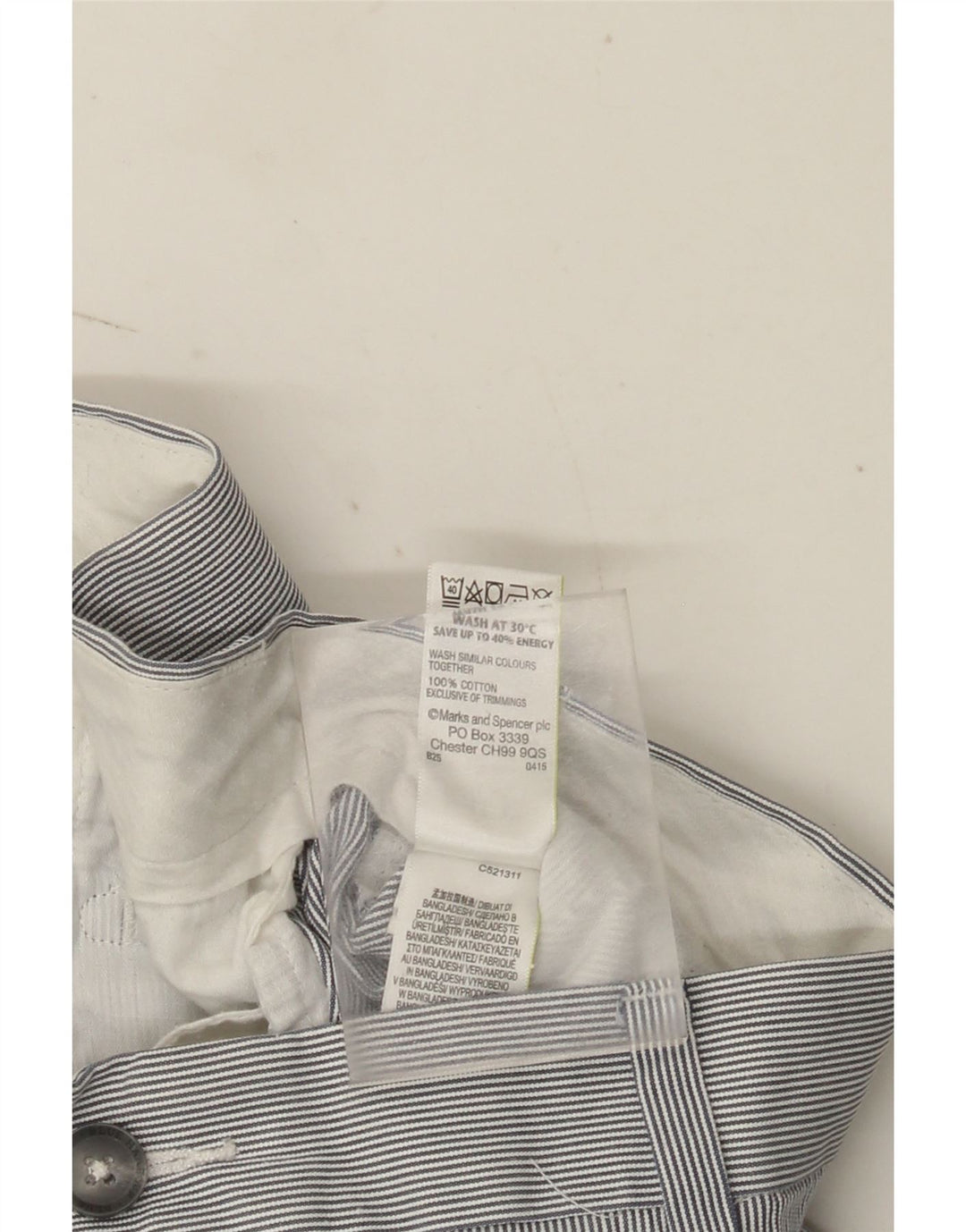 Ανδρικό σορτς Chino Marks & Spencer W40 XL Γκρι βαμβακερό ριγέ