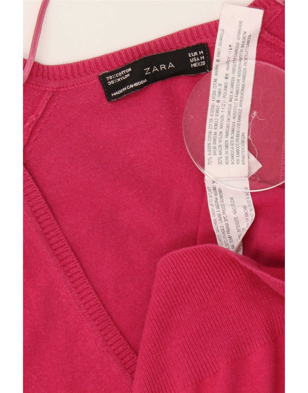 Zara Γυναικείο πουλόβερ UK 12 Ροζ Βαμβακερό