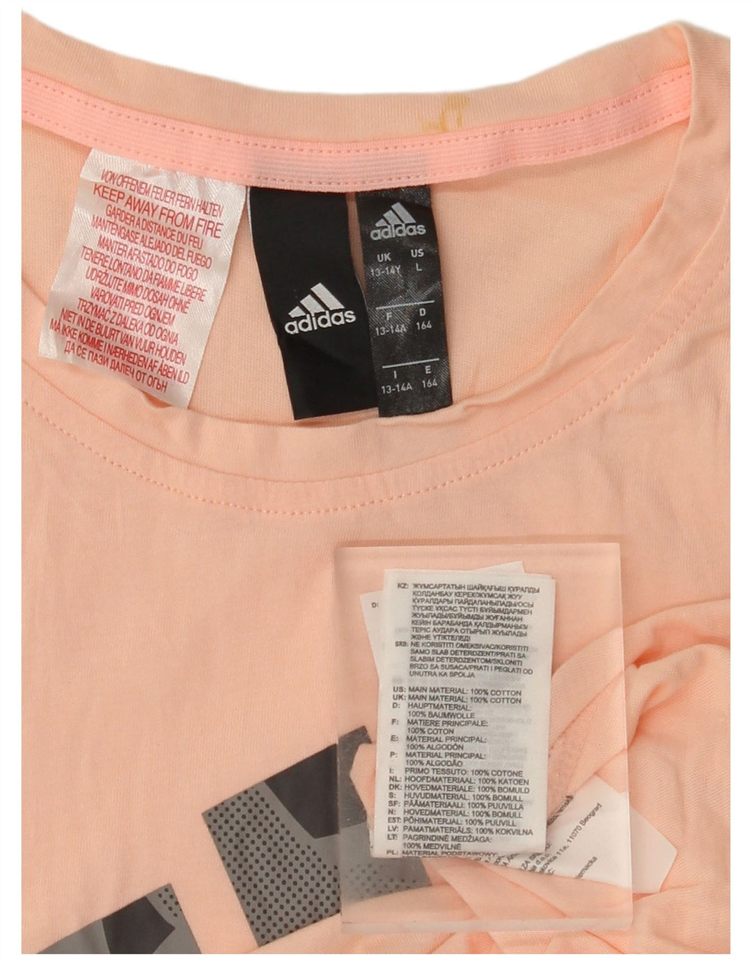 Γραφικό μπλουζάκι ADIDAS για κορίτσια 13-14 ετών ροζ βαμβακερό