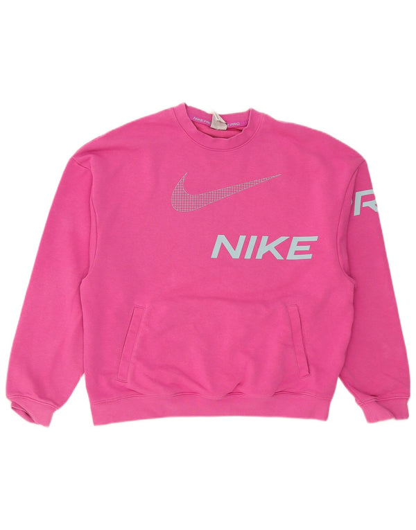Γυναικείο γραφικό υπερμεγέθη φούτερ Nike UK 10 Μικρό ροζ βαμβακερό