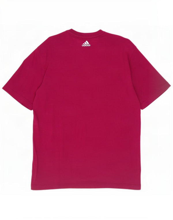 Ανδρικό γραφικό T-Shirt Adidas Top από μεσαίο μπορντό βαμβάκι
