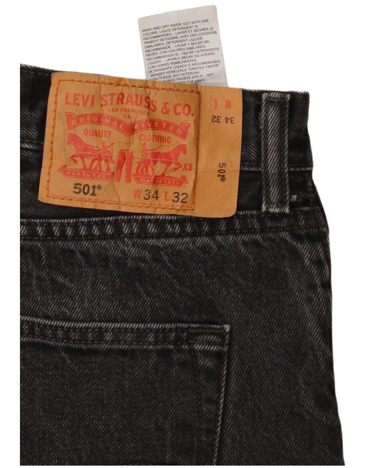 Levi's Mens 501 Straight Jeans W34 L32 Μαύρο