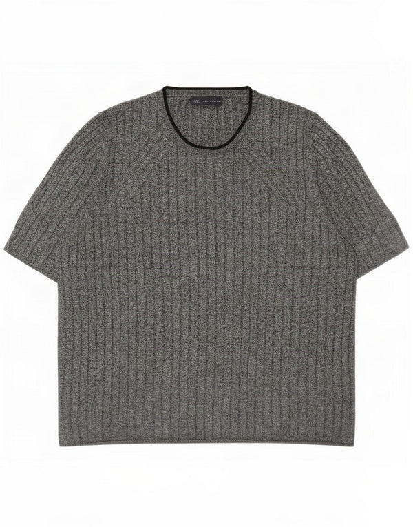 Marks & Spencer Γυναικείο T-Shirt τοπ UK 22 3XL γκρι φλύκταινες βισκόζη