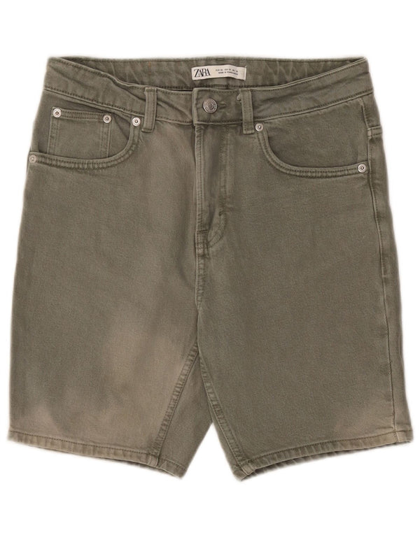 Zara Ανδρικό τζιν σορτς EU 38 Small W30 Χακί βαμβακερό