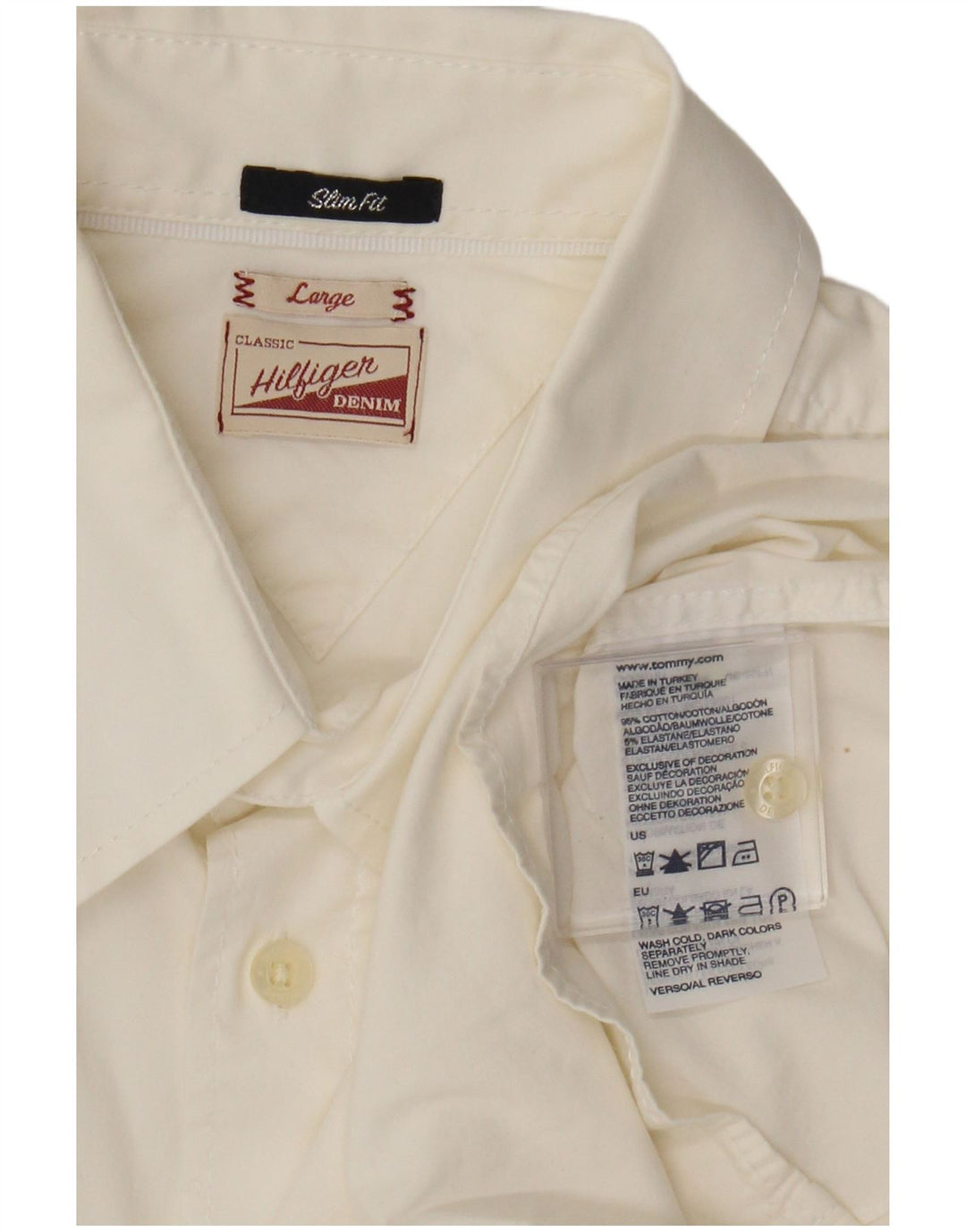 Ανδρικό πουκάμισο Tommy Hilfiger Slim Fit μεγάλο λευκό βαμβακερό