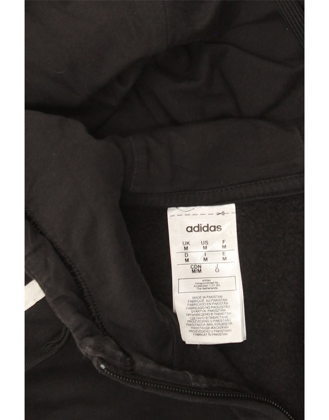 Ανδρικό πουλόβερ με κουκούλα με φερμουάρ Adidas, μεσαίο μαύρο βαμβακερό