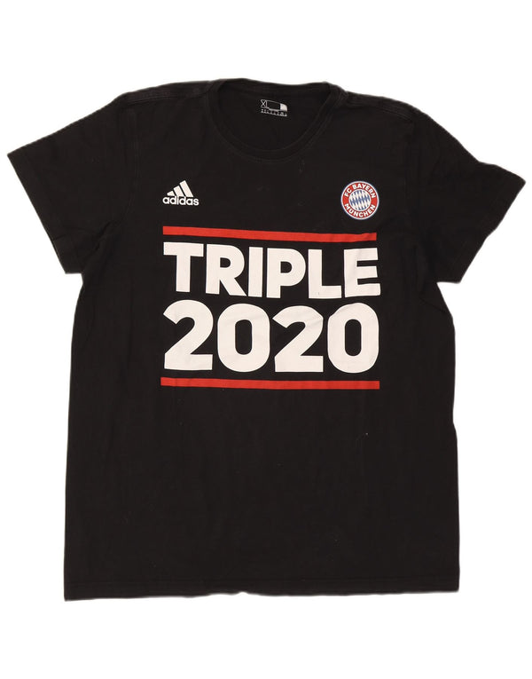 Γραφικό T-shirt Adidas Mens FC Bayern Munchen Top XL μαύρο βαμβακερό