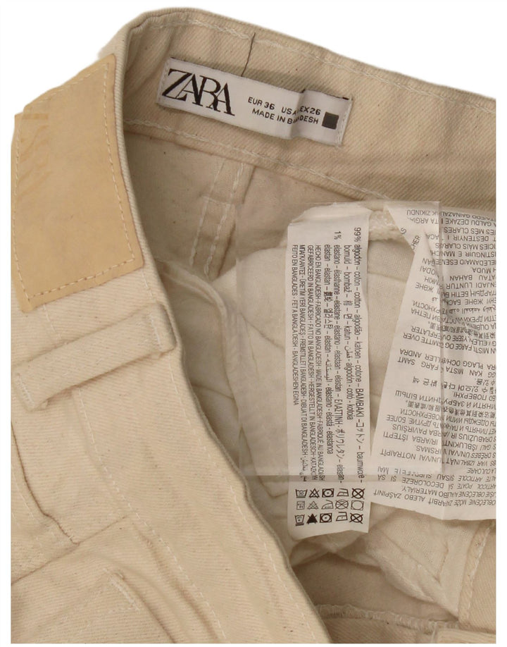 ZARA Γυναικείο ψηλόμεσο τζιν EU 36 XS W26 L24 Μπεζ βαμβακερό
