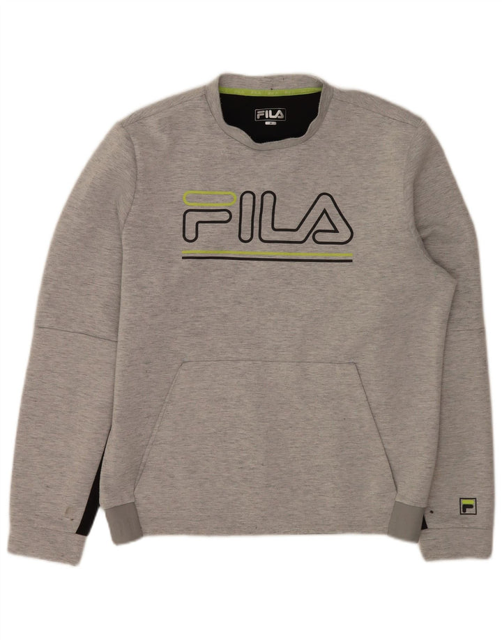 Ανδρικό γραφικό φούτερ Fila Jumper με μεσαίο γκρι έγχρωμο πολυεστέρα
